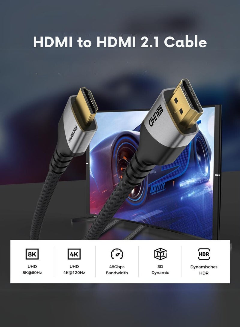 Kablenix 2M 2.1 HDMI Cable with Gold Plated Connectors, 8K 60Hz Resolution, Braided Design, HDMI to DisplayPort, Compatible with PS5, Gaming Laptop, MacBook, Projector, TV, and Monitors - Image 4