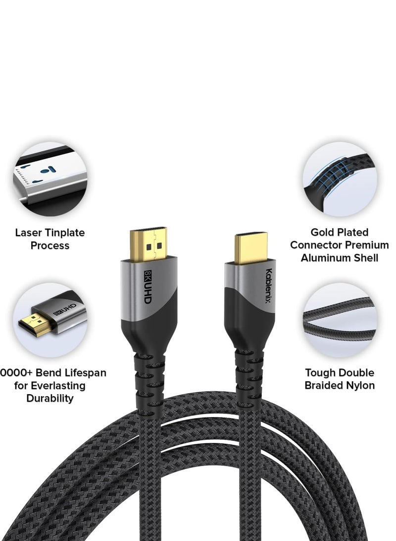 Kablenix 2M 2.1 HDMI Cable with Gold Plated Connectors, 8K 60Hz Resolution, Braided Design, HDMI to DisplayPort, Compatible with PS5, Gaming Laptop, MacBook, Projector, TV, and Monitors - Image 3
