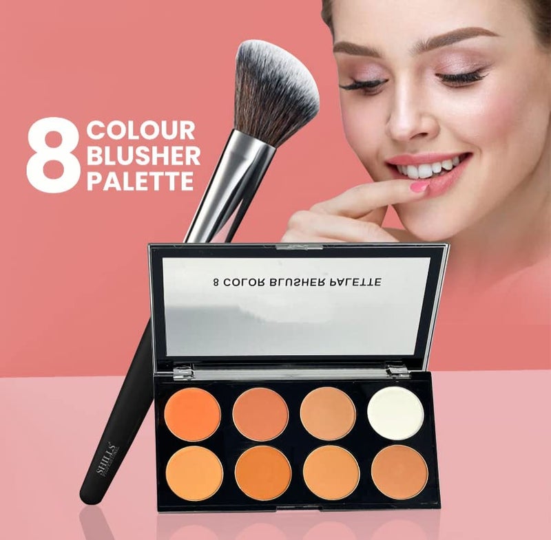 FEELHIGH PROFESSIONAL 8 IN 1 Glow Blusher Palette Shimmery Matte Finish Blusher for more Blushing - Image 3