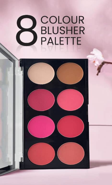 FEELHIGH PROFESSIONAL 8 IN 1 Glow Blusher Palette Shimmery Matte Finish Blusher for more Blushing - Image 2