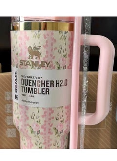 Stanley Love Shack Fancy H2.0 Flow State 40oz Pink Rose Tumbler, Stainless Steel Vacuum Insulated Quencher with Lid, Straw, and Stopper, Ideal for Water and Iced Tea, Keeps Drinks Cold, Presented in Elegant Gift-Ready Packagin  - Image 4