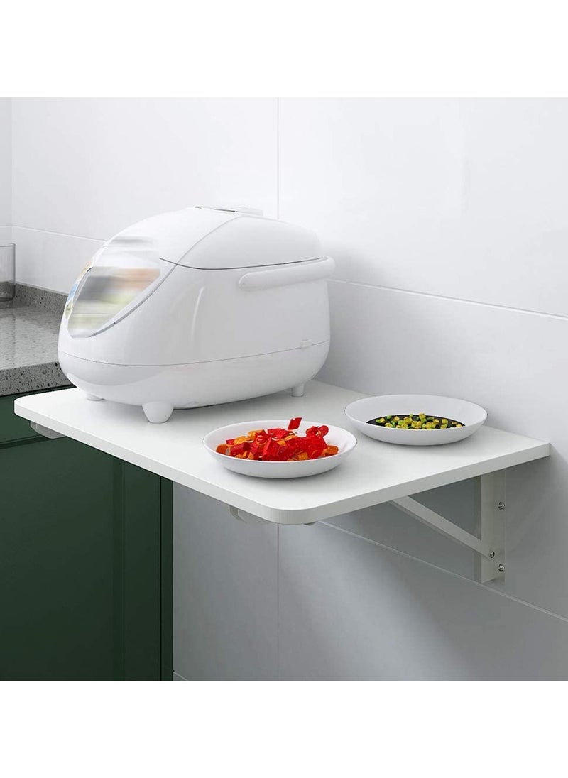 MARGOUN - Wall Table Floating Wall Mounted Desk Folding Drop Leaf Space Saving Dining Table for Kitchen Laundry Room Study Desk 22.5kg Weight Capacity 30*60 cm - Image 1