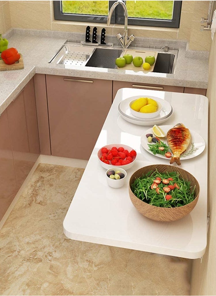 MARGOUN - Wall Table Floating Wall Mounted Desk Folding Drop Leaf Space Saving Dining Table for Kitchen Laundry Room Study Desk 22.5kg Weight Capacity 30*60 cm - Image 1