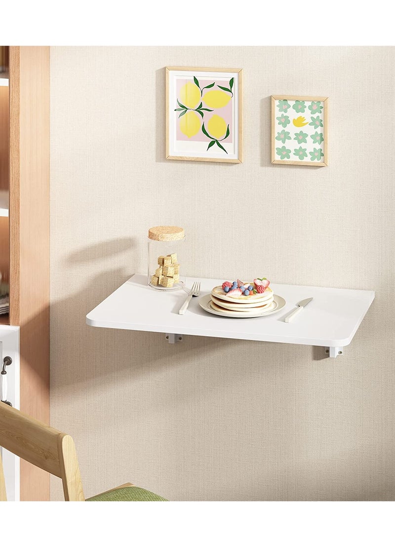 MARGOUN - Wall Table Floating Wall Mounted Desk Folding Drop Leaf Space Saving Dining Table for Kitchen Laundry Room Study Desk 22.5kg Weight Capacity 30*60 cm - Image 1