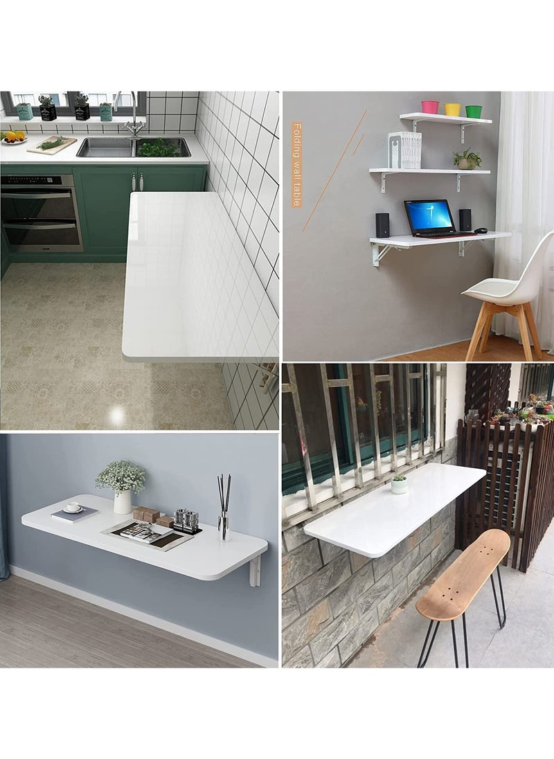 MARGOUN - Wall Table Floating Wall Mounted Desk Folding Drop Leaf Space Saving Dining Table for Kitchen Laundry Room Study Desk 22.5kg Weight Capacity 30*60 cm - Image 1