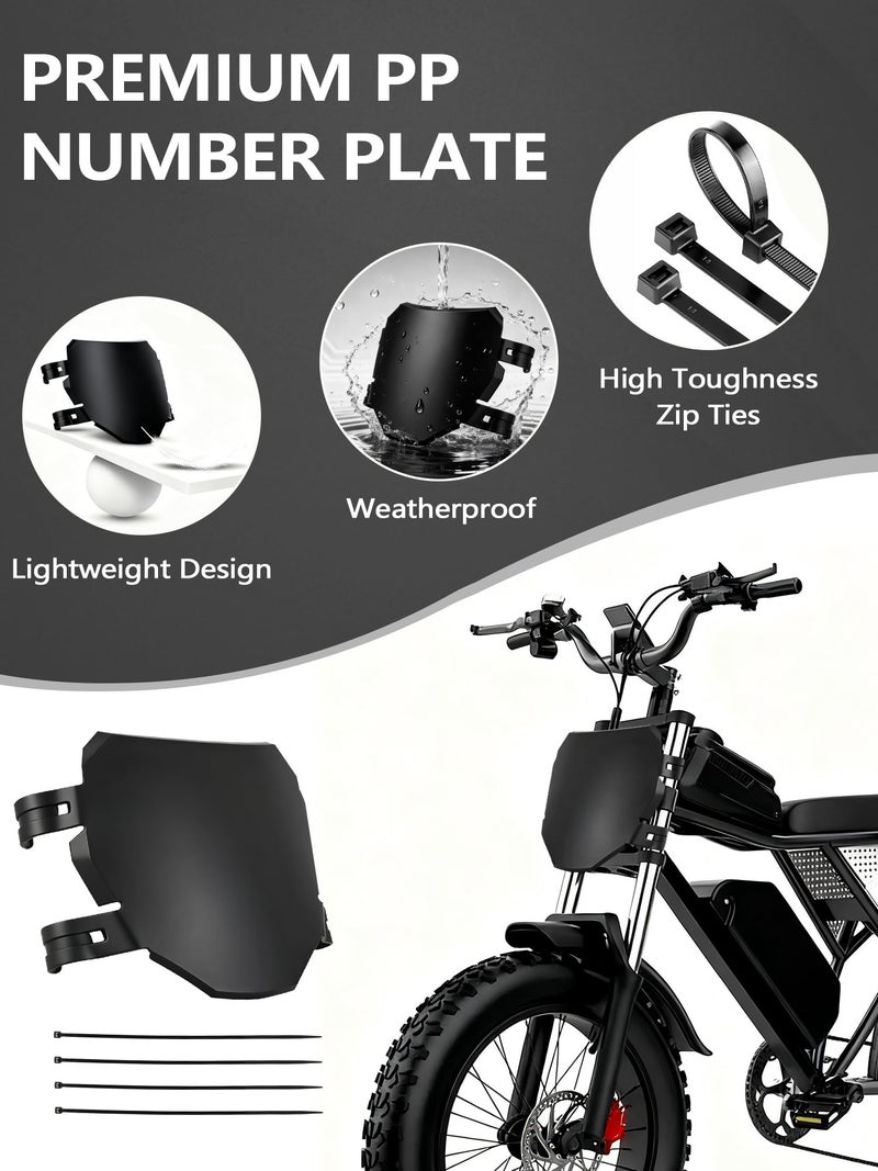 BAOUFF Number Plate & Grip Set for Ebike,Front Bike Plate+7/8" Handlebar Glue for E Bike Ridstar Q20/Super 73 S1 S2 RX ZX/Macfox X1S X1 X2/ TST R002S R002-Black - Image 3