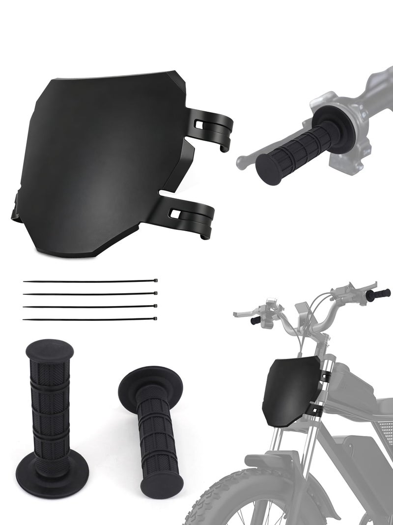 BAOUFF Number Plate & Grip Set for Ebike,Front Bike Plate+7/8" Handlebar Glue for E Bike Ridstar Q20/Super 73 S1 S2 RX ZX/Macfox X1S X1 X2/ TST R002S R002-Black - Image 1
