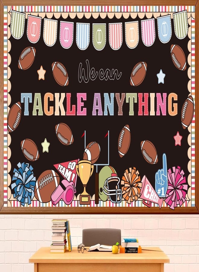 Polaxium Spring Sports Football Bulletin Board Set Classroom Decorations We Can Tackle Anything Inspirational Bulletin Board Football Theme Cutouts for School Office Chalkboard Whiteboard Wall Window Decor - Image 2