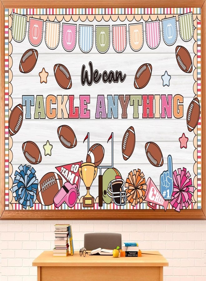 Polaxium Spring Sports Football Bulletin Board Set Classroom Decorations We Can Tackle Anything Inspirational Bulletin Board Football Theme Cutouts for School Office Chalkboard Whiteboard Wall Window Decor - Image 1