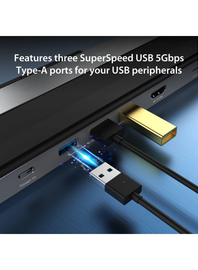 j5create USB-C 4K HDMI Docking Station (9-in-1), 4K HDMI, 5Gbps USB-A x3, Card Reader, PD 100W, Gigabit Ethernet, Combo Audio Jack, for MacBook, and Windows USB-C Laptop (JCD533) - Image 3