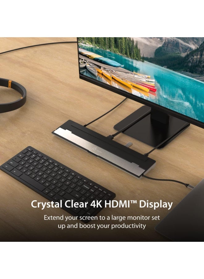 j5create USB-C 4K HDMI Docking Station (9-in-1), 4K HDMI, 5Gbps USB-A x3, Card Reader, PD 100W, Gigabit Ethernet, Combo Audio Jack, for MacBook, and Windows USB-C Laptop (JCD533) - Image 4
