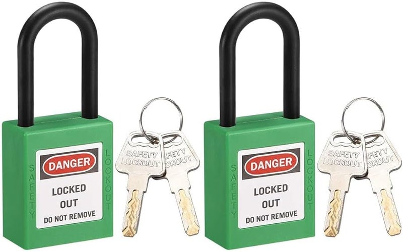 Light Green Nylon Shackle Lockout Tagout Safety Padlock 2Pcs Keyed Different - Image 1