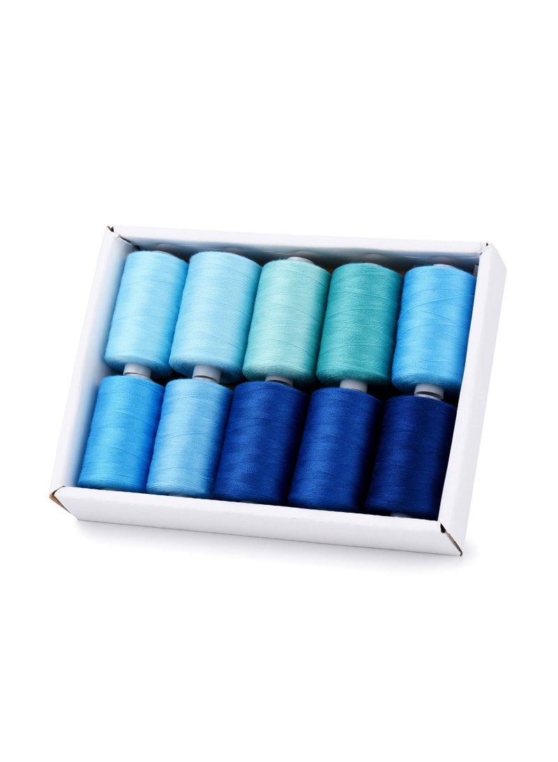 SYOSI Sewing Thread 10 Colors, 1000 Yards Per Spool 40S/2 Polyester 10 Color Sets Options for Sewing Machine,Embroidery Machine,Hand Sewing (10 Blue Colors) - Image 1