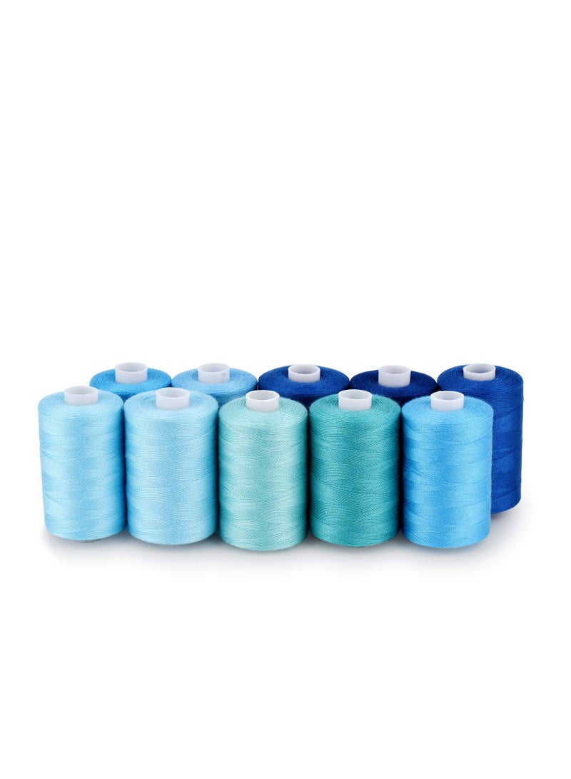 SYOSI Sewing Thread 10 Colors, 1000 Yards Per Spool 40S/2 Polyester 10 Color Sets Options for Sewing Machine,Embroidery Machine,Hand Sewing (10 Blue Colors) - Image 2