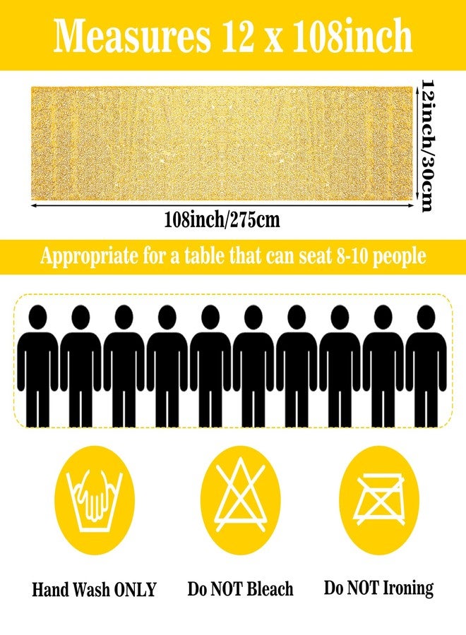 SHENLIU 24 Pack 12 x 108 Inch Gold Sequin Table Runners, Rectangle Glitter Sequin Tables Runner Dining Table Centerpiece Decorations for Birthday Wedding Banquet Holiday Party Decorations - Image 2