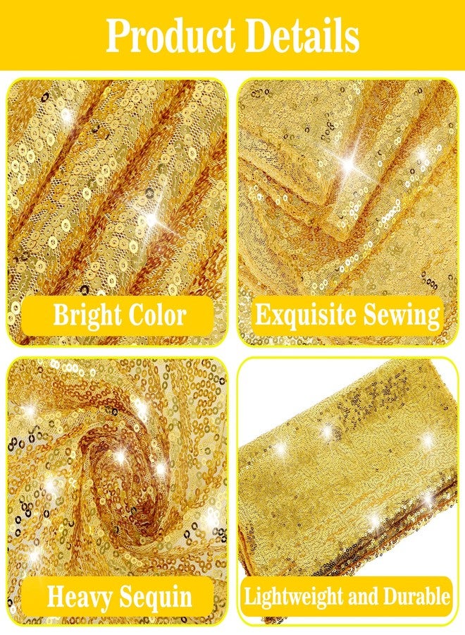 SHENLIU 24 Pack 12 x 108 Inch Gold Sequin Table Runners, Rectangle Glitter Sequin Tables Runner Dining Table Centerpiece Decorations for Birthday Wedding Banquet Holiday Party Decorations - Image 3