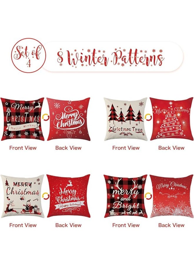Merry Christmas Throw Pillow Covers 18 x 18 Inch Set of 4 - Image 2