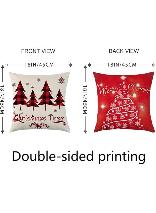Merry Christmas Throw Pillow Covers 18 x 18 Inch Set of 4 - Image 3