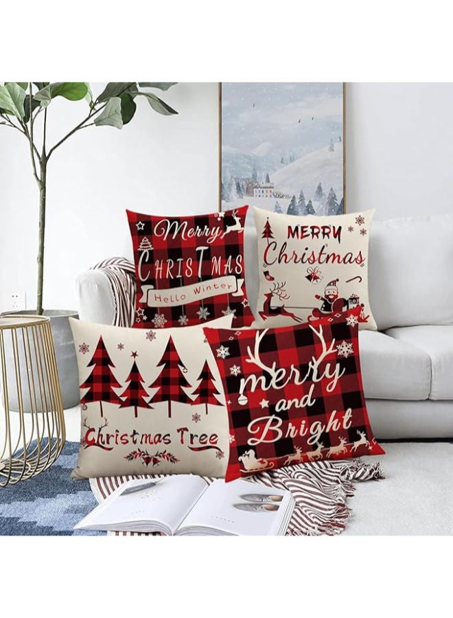 Merry Christmas Throw Pillow Covers 18 x 18 Inch Set of 4 - Image 4