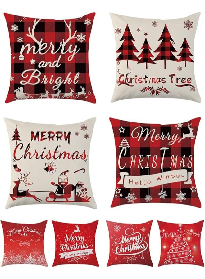 Merry Christmas Throw Pillow Covers 18 x 18 Inch Set of 4 - Image 1