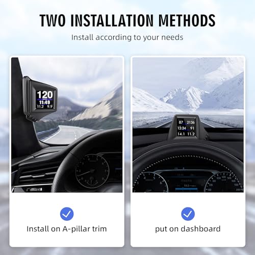 MAIMEIMI OBD2 Digital Speedometer Heads Up Display for Car OBD2 & GPS Dual System HUD Speedometer MPH Can be Installed on A-Pillar with RPM, Water Temp, Volt, 4 Alarms Only Works on Most 2008+ Sedan Cars - Image 4