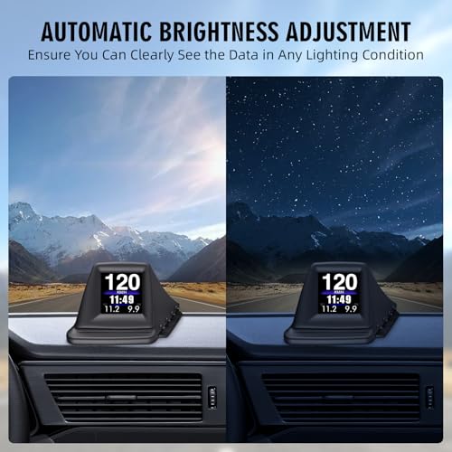 MAIMEIMI OBD2 Digital Speedometer Heads Up Display for Car OBD2 & GPS Dual System HUD Speedometer MPH Can be Installed on A-Pillar with RPM, Water Temp, Volt, 4 Alarms Only Works on Most 2008+ Sedan Cars - Image 5