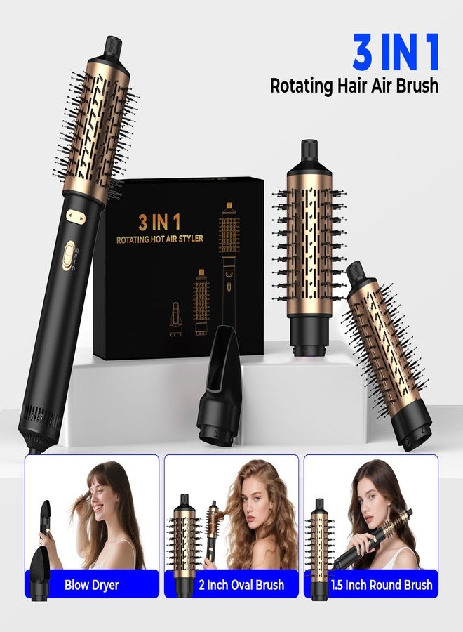 trylater 3 in 1 Rotating Hair Dryer Brush,Negative Ionic Professional Brush Blow Dryer with Detachable Brush(2" & 1.5"),3 Heats and 2 Speeds Rotating Hot Air Brush for Curling,Straight,Drying - Image 3