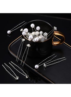 Mtlee 40 Pieces Pearl Hair Pins Wedding Bridal Hair Pins Rhinestone Flower Hair Pins U Shaped Hair Crystal Pins Metal Silver Pearl Bobby Pins Hair Jewelry Accessories For Brides Bridesmaids Thick Long Hair  - Image 2