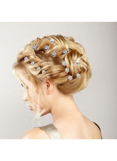 Mtlee 40 Pieces Pearl Hair Pins Wedding Bridal Hair Pins Rhinestone Flower Hair Pins U Shaped Hair Crystal Pins Metal Silver Pearl Bobby Pins Hair Jewelry Accessories For Brides Bridesmaids Thick Long Hair  - Image 5
