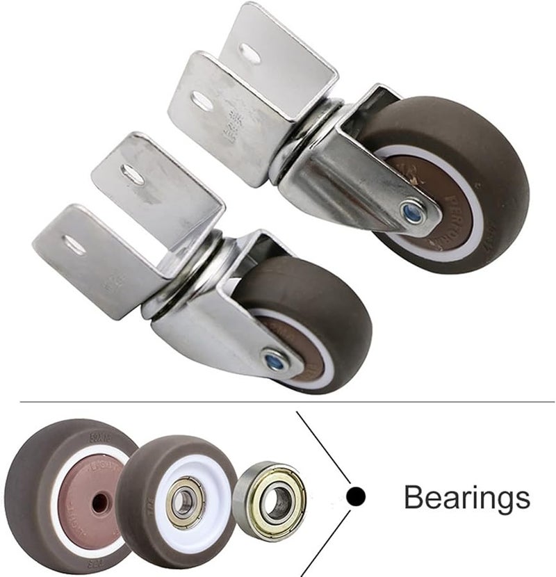 Universal U Shaped Caster Wheels 2 Inch 25mm Soft Quiet No Brake 2 Pack - Image 4