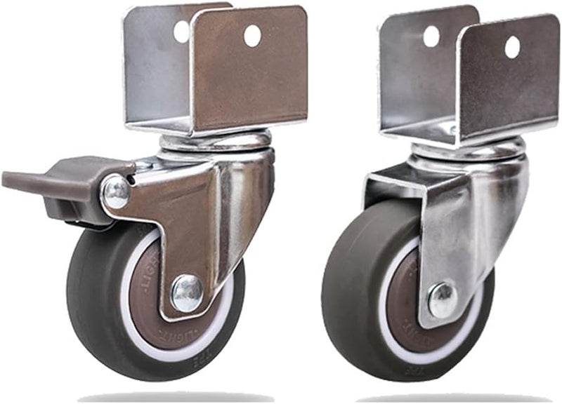Universal U Shaped Caster Wheels 2 Inch 25mm Soft Quiet No Brake 2 Pack - Image 1