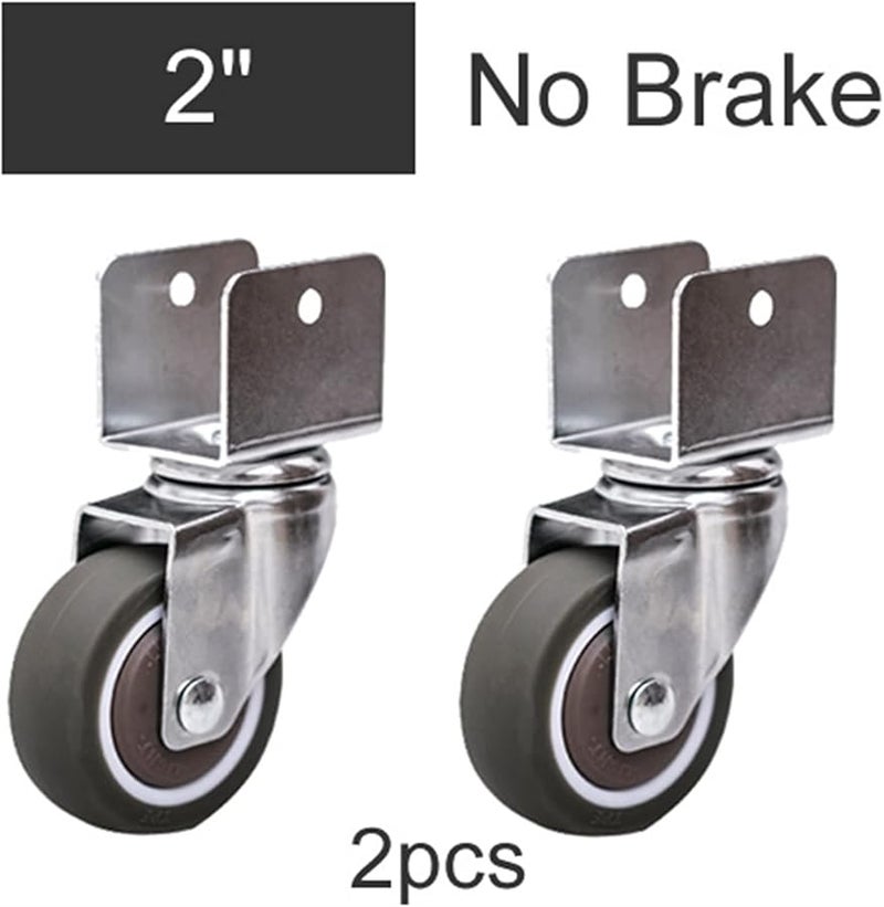 Universal U Shaped Caster Wheels 2 Inch 25mm Soft Quiet No Brake 2 Pack - Image 3