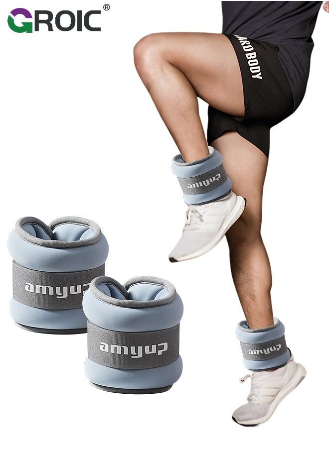 GROIC 2Pcs Ankle Weights Leg Arm Weights Wrist Weights Set with Adjustable Strap for Jogging, Gymnastics, Aerobics, Physical Therapy,Foot Exercise Training Workout-1KG Pair(Blue)  - Image 1