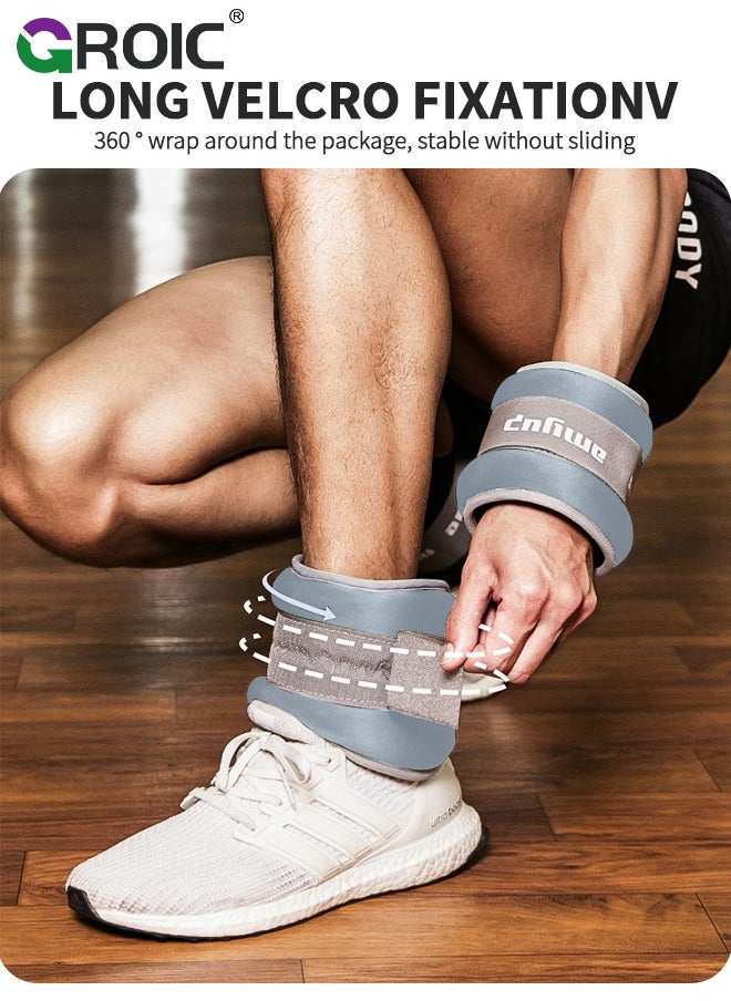 GROIC 2Pcs Ankle Weights Leg Arm Weights Wrist Weights Set with Adjustable Strap for Jogging, Gymnastics, Aerobics, Physical Therapy,Foot Exercise Training Workout-1KG Pair(Blue)  - Image 5