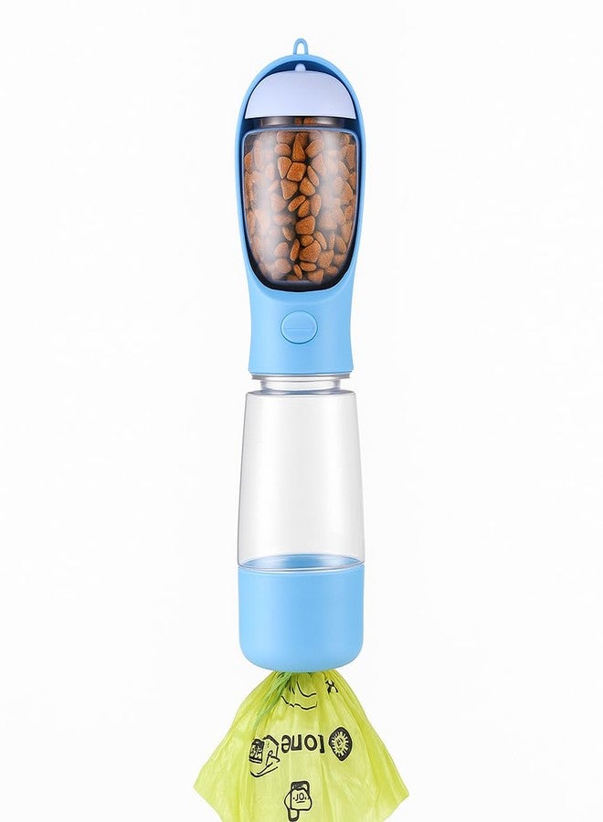 Schmick 3-in-1 Portable Pet Water Bottle with Food Container and Waste Bag Storage - Travel Pet Water Dispenser Bottle (Blue, Medium) - Image 1