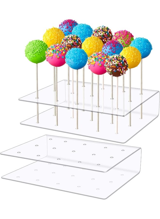 TPGP Lollipop Stand 2 Pieces Acrylic Cake Pops Display Stand 15 Holes Transparent Lollipop Stand for Wedding Party Birthday Party  - Image 1
