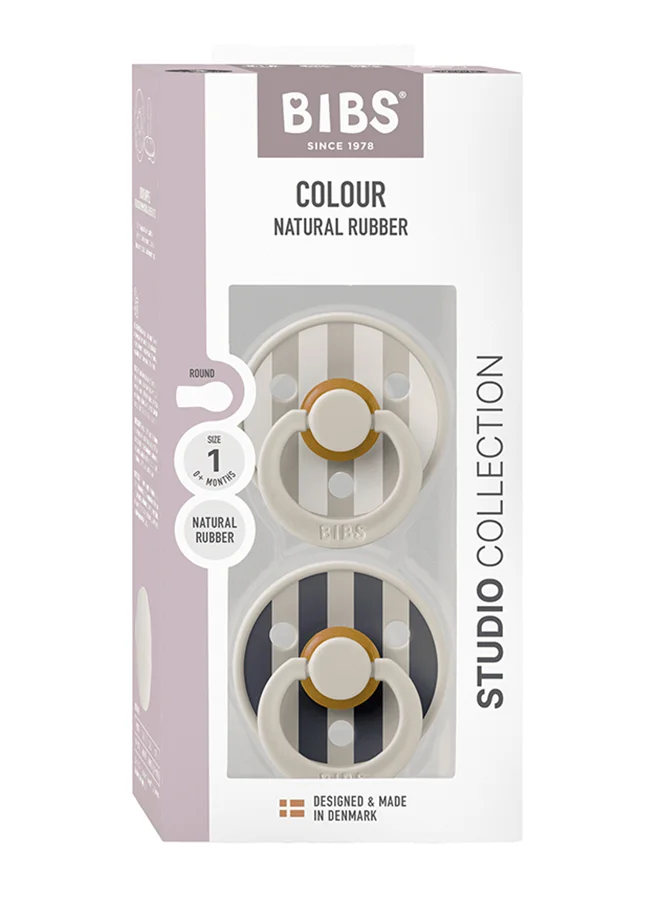 بيبس لهاية دائرية ملونة للاستوديو، قطعتان، لاتكس مقاس ، - أشهر، مزيج الرمل، لهاية أطفال بالمطاط الطبيعي، ناعمة وآمنة لحديثي الولادة