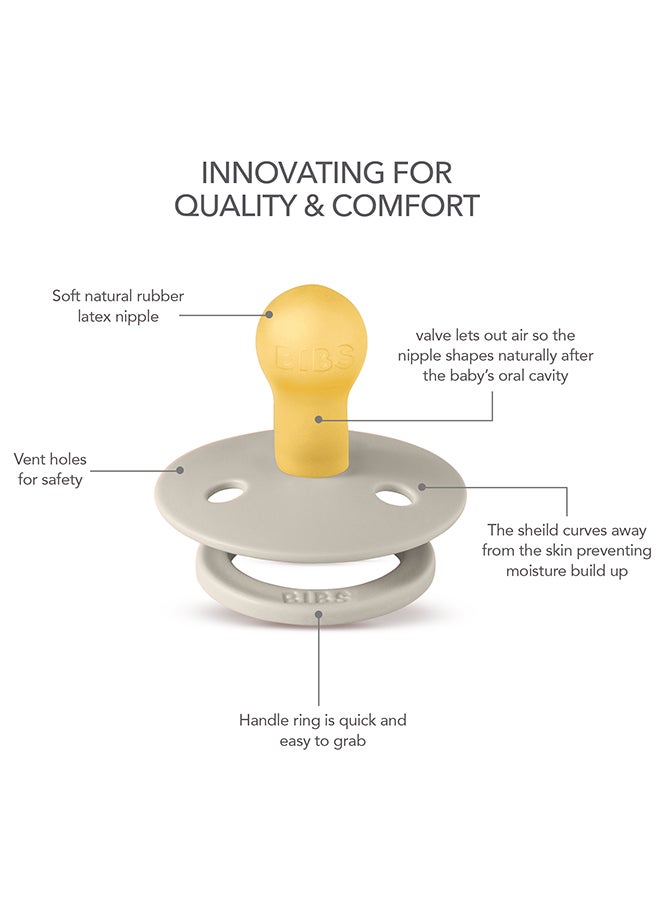 BIBS Studio Colour Round Pacifier, 2 Pieces, Latex Size 1, 0 - 6 Months, Sand Mix, Baby Dummy With Natural Rubber, Soft And Safe For Newborns - Image 4