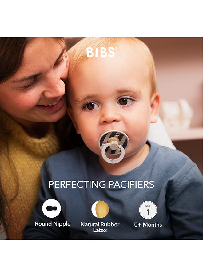 BIBS Studio Colour Round Pacifier, 2 Pieces, Latex Size 1, 0 - 6 Months, Sand Mix, Baby Dummy With Natural Rubber, Soft And Safe For Newborns - Image 3