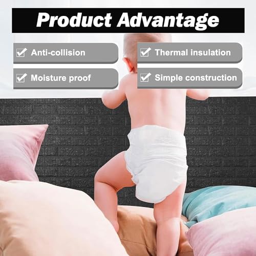 TEKCOOL Self-Adhesive Waterproof PE Foam 3D Wall Panels Wallpaper Sticker for Bathroom, Living Room, and Home Decoration (70 x 77cm, Appx. 5.8Sq Feet)-5 Piece - Image 3
