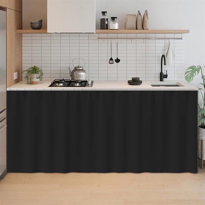 Short Curtains for Kitchen Privacy Cabinet Curtain DustProof Window Shades Doorway Curtain for Closet Storage Room Black 511 W x 276 H