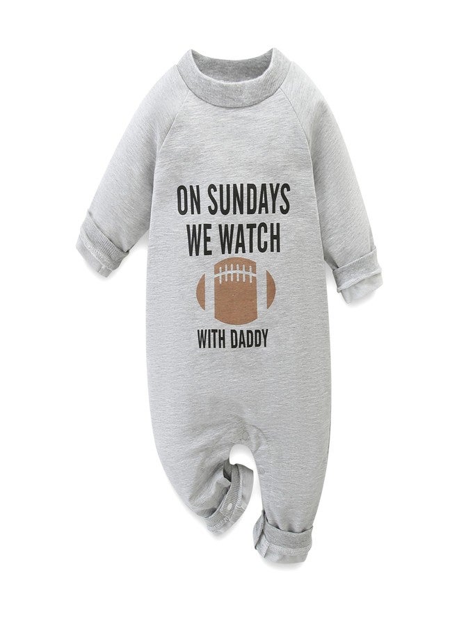 Hikido Dad and Baby Matching Footless Outfits Baby Boys' Play Funny letters Print Onesie Rugby Season Playsuit for 3-6 Months Baby Romper - Image 1