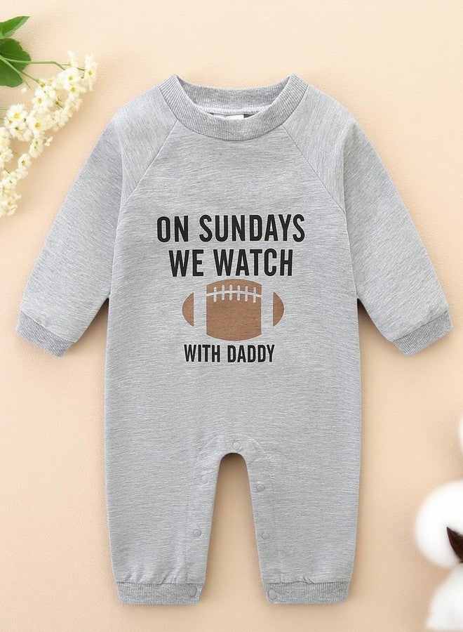 Hikido Dad and Baby Matching Footless Outfits Baby Boys' Play Funny letters Print Onesie Rugby Season Playsuit for 3-6 Months Baby Romper - Image 2