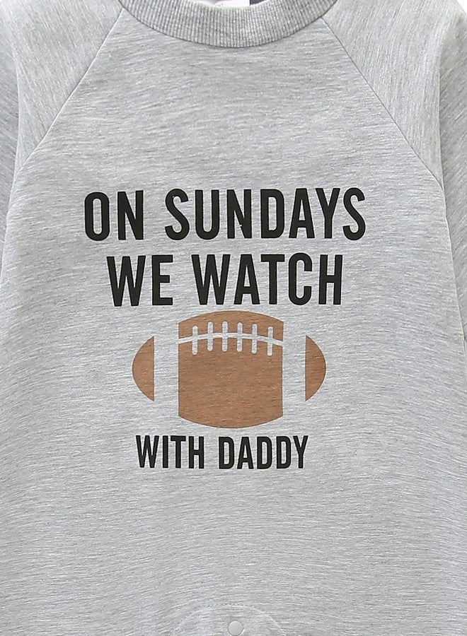 Hikido Dad and Baby Matching Footless Outfits Baby Boys' Play Funny letters Print Onesie Rugby Season Playsuit for 3-6 Months Baby Romper - Image 5