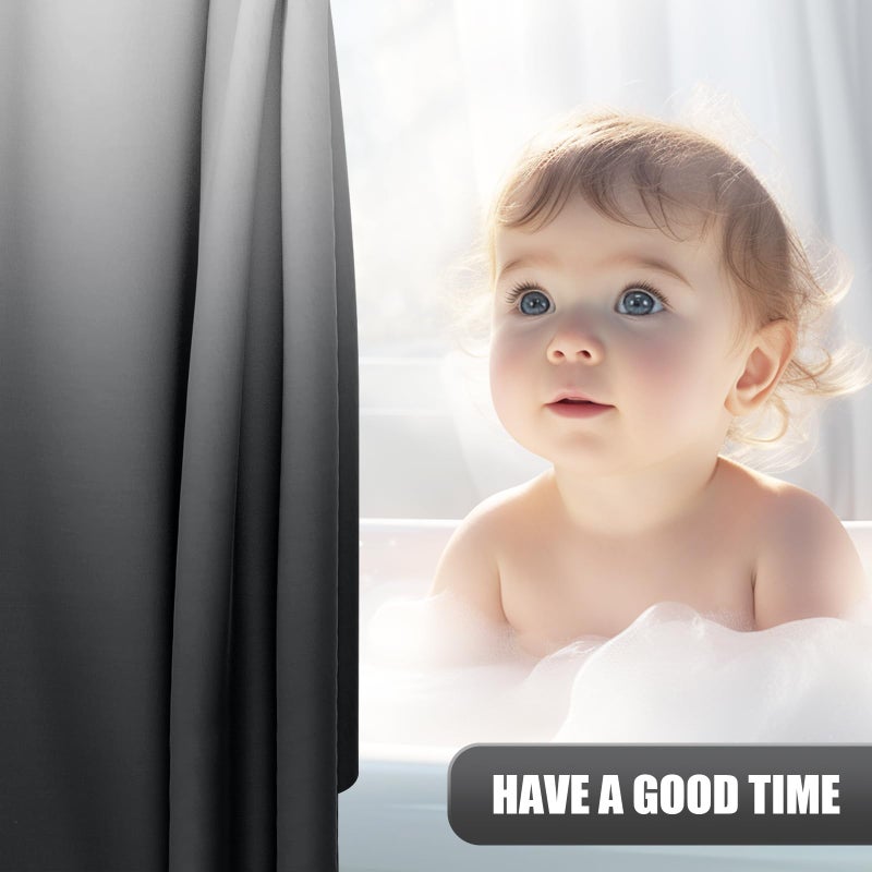 OLANLY Luxury Dark Grey and White Ombre Shower Curtain Sets with 12 Hooks  Waterproof and Washable Decorative Shower Curtains for Bathroom  72x72 Inches - Image 3