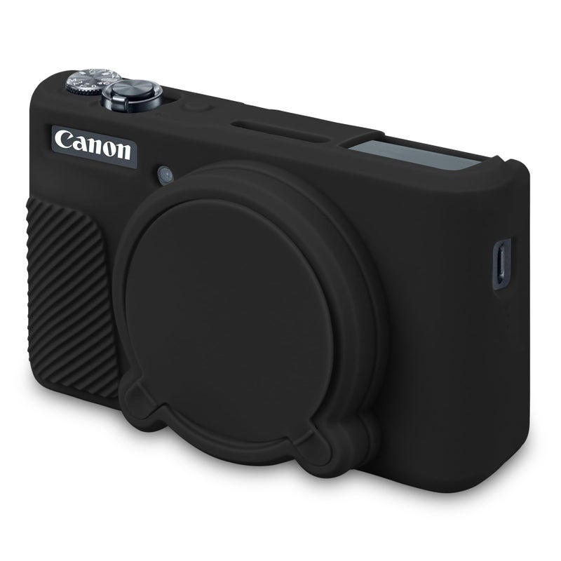 BOVKE Silicone Camera Case for Canon PowerShot SX740/ SX730 Digital Camera, SX740 Camera Soft Case Cover Rubber Camera Sleeve with Removable Lens Cover, Black - Image 1