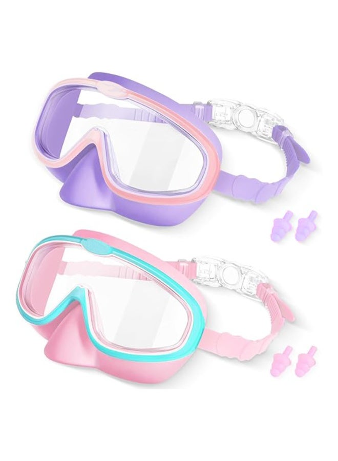 ZOXITY Swim Goggles with Nose Cover, 2 Pack Wide View Diving Mask Anti-Fog UV No Leak Toddlers Swimming Goggles for Kids 3-15 - Image 1