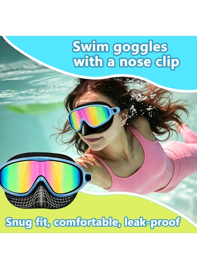 ZOXITY Swim Goggles with Nose Cover, 2 Pack Wide View Diving Mask Anti-Fog UV No Leak Toddlers Swimming Goggles for Kids 3-15 - Image 5