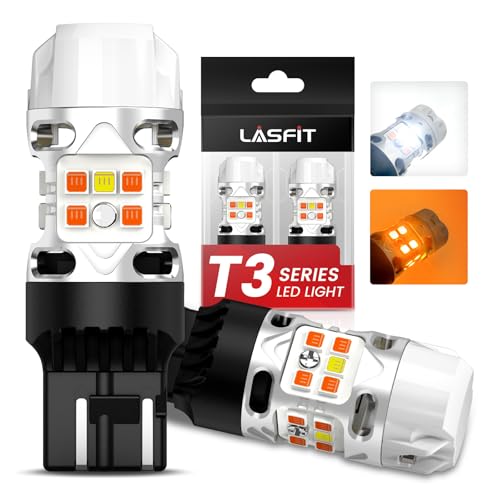 LASFIT T3 7443 Switchback LED Bulb 7444 LED Front Turn Signal Light Parking Light 7444NA Built in Resistor 100% Error Free White Amber(2pcs) - Image 1