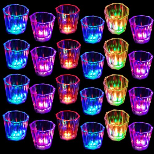 Esdabem Light Up Shot Glasses Set of 24 Party Favors Adults Funny Shot Glasses Led Shot Glasse Glow in the Dark Party Shot Glass Party Cups Decorations for Birthday Wedding Bachelorette Parties - Image 1